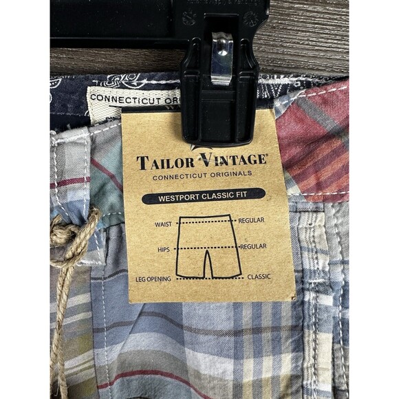 Tailor Vintage Authentic Indian Madras Westport Fit Patchwork Chino Shorts sz 30 - Picture 4 of 7